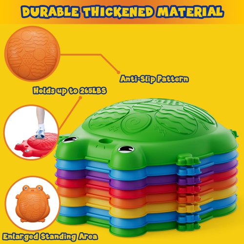 HYES Stepping Stones for Kids 8pcs, Durable Non-Slip Toddler Balance Steps Stones, Obstacle Courses Sensory Toys, Coordi