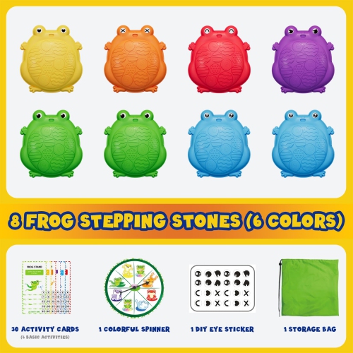 HYES Stepping Stones for Kids 8pcs, Durable Non-Slip Toddler Balance Steps Stones, Obstacle Courses Sensory Toys, Coordi