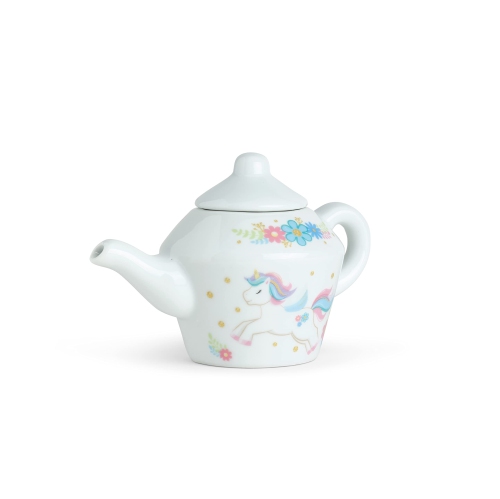 Porcelain Tea Set for Girls - Mini Ceramic Tea Cups with Pink Wicker Basket - Cute Tea Pot and Tiny Cups Set for Girls T