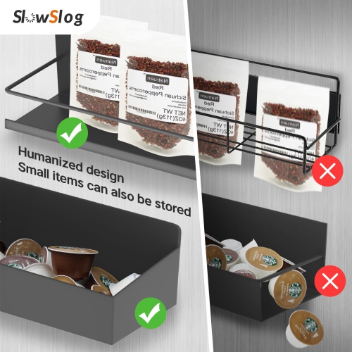 Slow Slog Magnetic Spice Rack, 4 Pack Magnetic Shelf for Refrigerator, Magnetic Refrigerator Organizer, Kitchen Space Sa