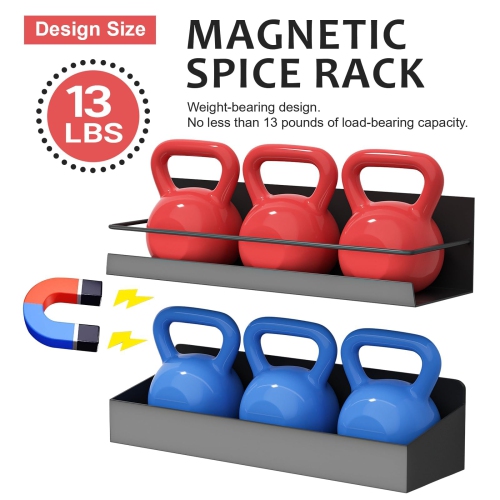 Slow Slog Magnetic Spice Rack, 4 Pack Magnetic Shelf for Refrigerator, Magnetic Refrigerator Organizer, Kitchen Space Sa