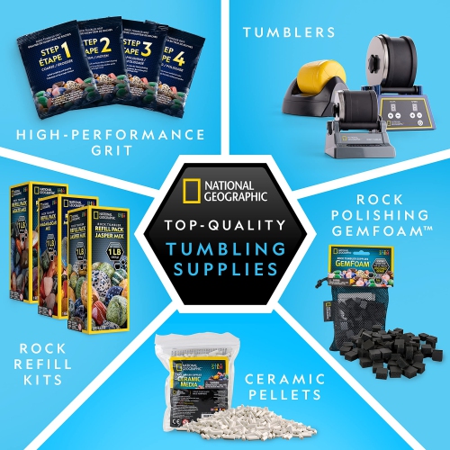 NATIONAL GEOGRAPHIC Rock Tumbler Refill Kit - 2.26 kg Mix of Rocks for Tumbling and Rough Gemstones - Rock Tumbler Suppl
