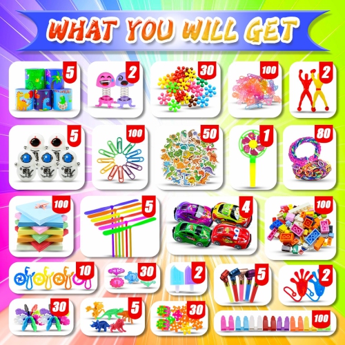 1000+ Party Favors for Kids 6-8 8-12 Fidget Toys Pack Carnival Prize Box School Classroom Rewards Loot Bag Fillers Goodi