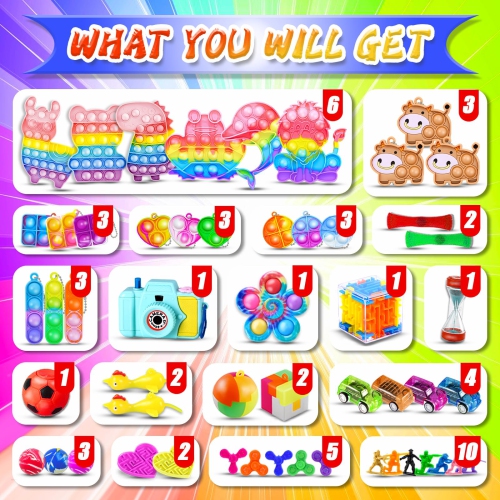 1000+ Party Favors for Kids 6-8 8-12 Fidget Toys Pack Carnival Prize Box School Classroom Rewards Loot Bag Fillers Goodi