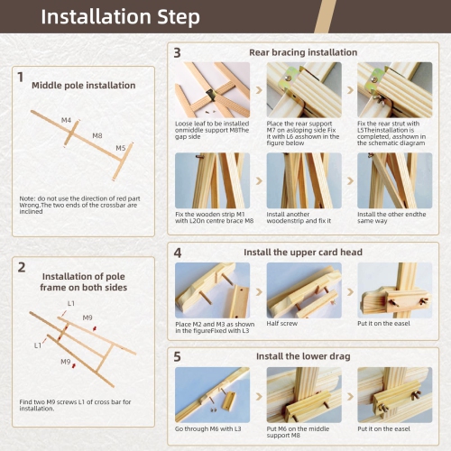 Chevalet réglable en bois Stuelloaf, chevalet pouvant supporter jusqu'à 48&nbsp;po, toile de peinture pour enseigne de mariage et affiche