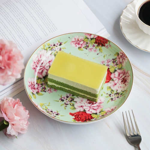 Assiettes à dessert, 8&nbsp;po, ensemble de 6, porcelaine d'os, assiettes à hors-d'oeuvre, Assiettes florales, petites assiettes, Small D