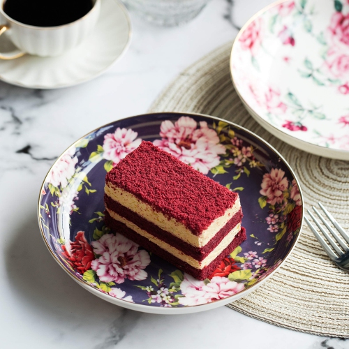 Assiettes à dessert, 8&nbsp;po, ensemble de 6, porcelaine d'os, assiettes à hors-d'oeuvre, Assiettes florales, petites assiettes, Small D