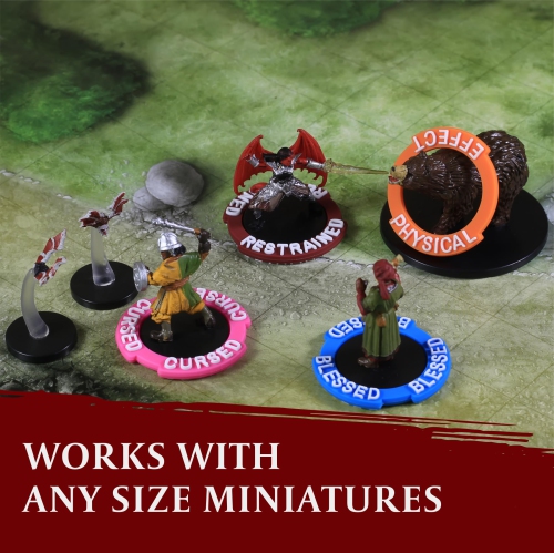 DND Miniatures Condition Markers - 96 Rings to Track 24 Different Status & Spell Effects for RPG/DND Minis Like Dungeons