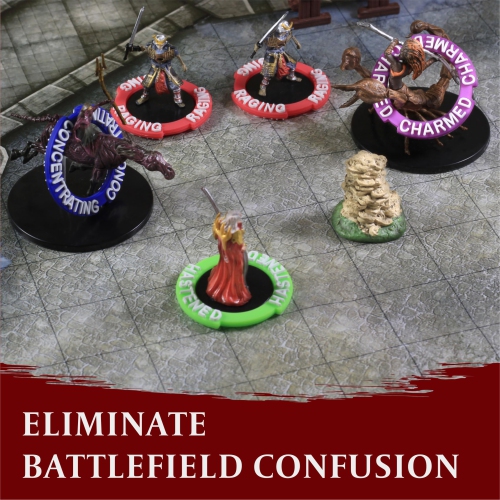 DND Miniatures Condition Markers - 96 Rings to Track 24 Different Status & Spell Effects for RPG/DND Minis Like Dungeons
