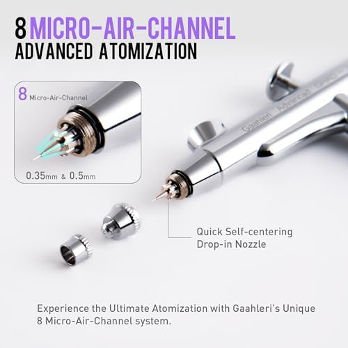 Trousse d'aérographe Gaahleri, 1/2 Gravity à double action et godet de liquide 1/4 oz, Aiguille 0,35 0,5 mm, Ensemble de brosses à air