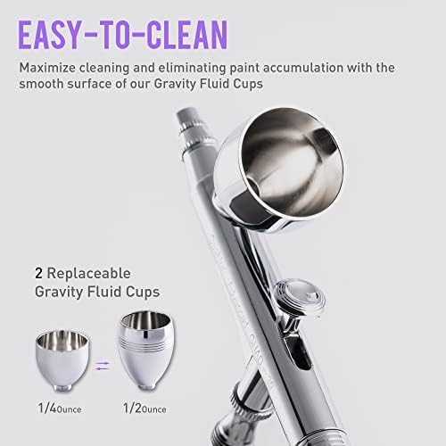 Trousse d'aérographe Gaahleri, 1/2 Gravity à double action et godet de liquide 1/4 oz, Aiguille 0,35 0,5 mm, Ensemble de brosses à air