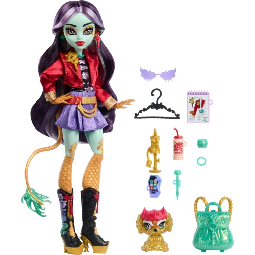 Monster High Jinafire Long Doll, Dragon with Pet Dog Cloudy