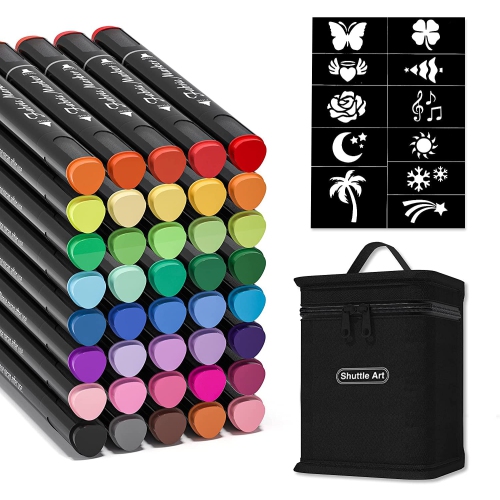 Navttle Art – Stylos à marqueurs en tissu, 40 couleurs, marqueurs en tissu à double pointe, indélébile, sans bavure, pour les espadrilles de