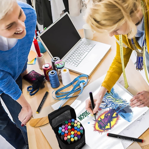 Navttle Art – Stylos à marqueurs en tissu, 40 couleurs, marqueurs en tissu à double pointe, indélébile, sans bavure, pour les espadrilles de