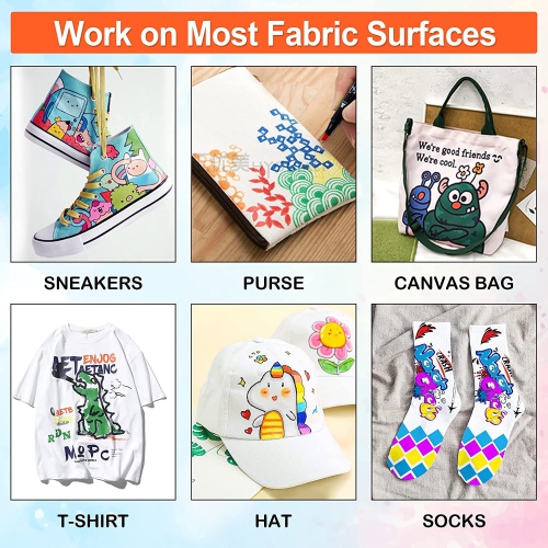 Navttle Art – Stylos à marqueurs en tissu, 40 couleurs, marqueurs en tissu à double pointe, indélébile, sans bavure, pour les espadrilles de