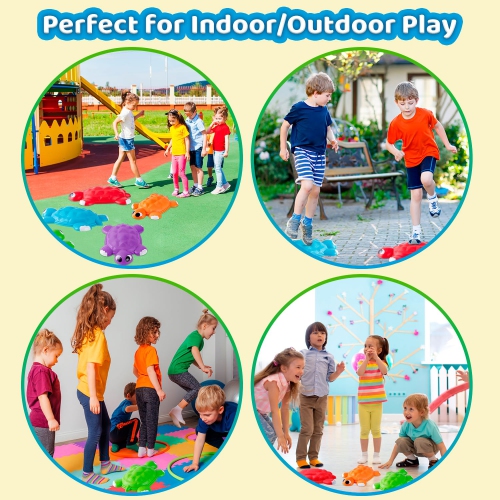 JOYIN Turtle Balance Stepping Stones, 6 Pcs Kids Turtle Jumping Stones Steps Stones Up to 265 Ibs, Toddler Obstacle Cour