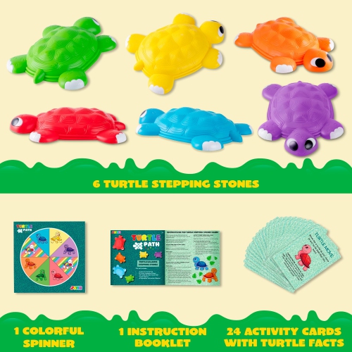 JOYIN Turtle Balance Stepping Stones, 6 Pcs Kids Turtle Jumping Stones Steps Stones Up to 265 Ibs, Toddler Obstacle Cour