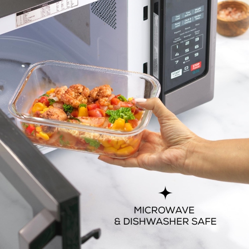 JoyJolt Glass Food Storage Containers with Lids. 5 Pack Glass Meal Prep Containers Reusable 35oz Single Compartment Airt