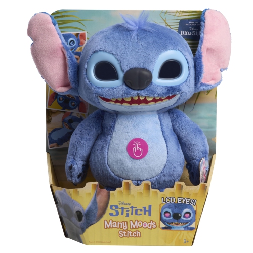 Disney Stitch Many Moods 14-inch Interactive Plush, 50+ Sounds & Phrases, LCD Eyes, Inspired by Disney's New Live-Action
