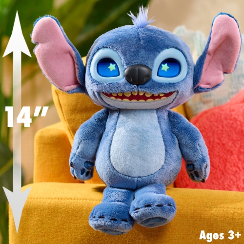 Disney Stitch Many Moods 14-inch Interactive Plush, 50+ Sounds & Phrases, LCD Eyes, Inspired by Disney's New Live-Action