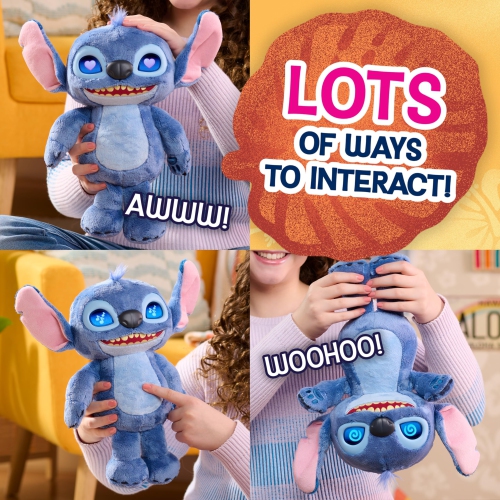 Disney Stitch Many Moods 14-inch Interactive Plush, 50+ Sounds & Phrases, LCD Eyes, Inspired by Disney's New Live-Action