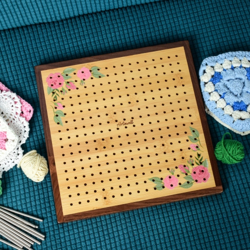 Crochet Blocking Board -Crochet Gift for Granny Square Lovers-Bamboo Blocking Board for Knitting Crochet, Full Kit with