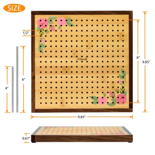 Crochet Blocking Board -Crochet Gift for Granny Square Lovers-Bamboo Blocking Board for Knitting Crochet, Full Kit with