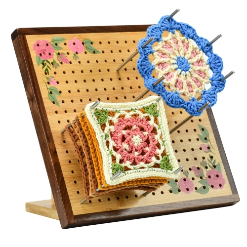 Crochet Blocking Board -Crochet Gift for Granny Square Lovers-Bamboo Blocking Board for Knitting Crochet, Full Kit with