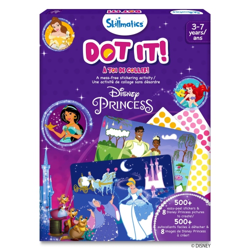 SKILLMATICS  Dot It Sticker Art Activity - Disney Princess, Mess-Free Fun for Kids, 500+ Stickers, Scapbooking Craft Kits