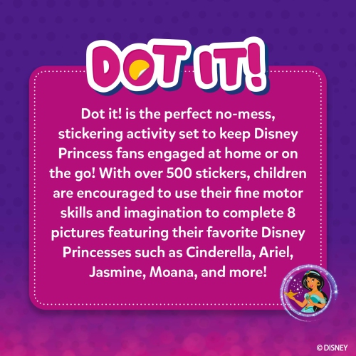 Skillmatics Dot It Sticker Art Activity - Disney Princess, Mess-Free Fun for Kids, 500+ Stickers, Scapbooking Craft Kits