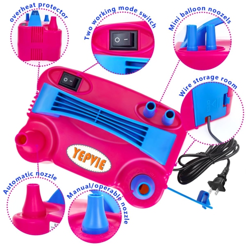 Pompe à ballon électrique YEPVIE, souffleuse à ballon portative à 2 modes avec 14 ensembles d'arche de ballons, pompe à air pour ballon, B