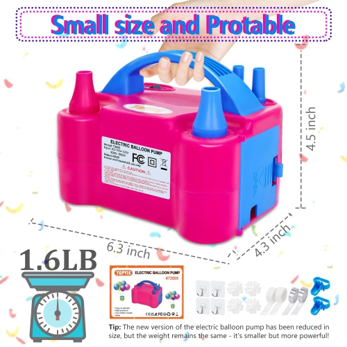 Pompe à ballon électrique YEPVIE, souffleuse à ballon portative à 2 modes avec 14 ensembles d'arche de ballons, pompe à air pour ballon, B