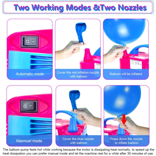 Pompe à ballon électrique YEPVIE, souffleuse à ballon portative à 2 modes avec 14 ensembles d'arche de ballons, pompe à air pour ballon, B
