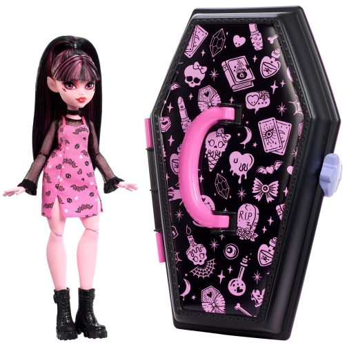 Monster High Draculaura Doll & Accessories, Gore-ganizer Beauty Kit with Bat Clips, Comb & Mirror, Customizable with Sta