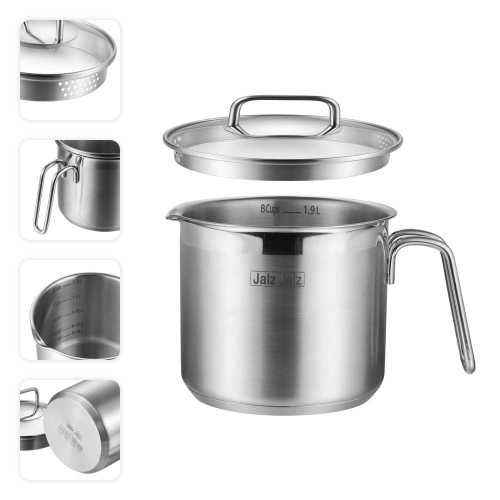 jalz jalz Stainless Steel Saucepan With Glass Lid,Classic Cookware, Sauce Pan,2 Quart for Boiling Milk, Sauce, Gravies,
