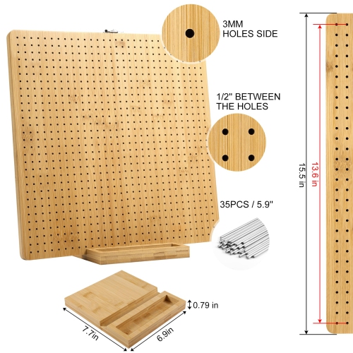 Aulin 15.5"" x 15.5"" Foldable Crochet Blocking Board with Pegs | 35 Stainless Steel Rod Pins - Upgrade Large Blocking B