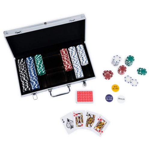 Cardinal Classics, 300-Piece Poker Set with Aluminum Carrying Case & Professional Weight Chips Plus 5 Poker Dice, Casino