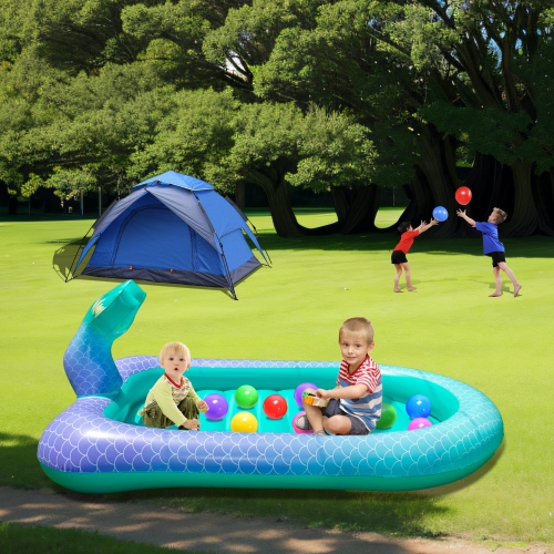 75" Sprinkler & Splash Pad for Kids, Large Outdoor Sprinklers Play Mat Summer Water Play Toys Pool Inflatable Mermaid Sp
