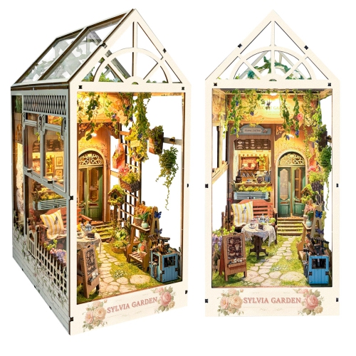Ensemble de coin livre à faire soi-même - Diorama des étagères avec LED - Casse-tête en bois 3D Ensembles de maison miniature à fabriquer soi-même -