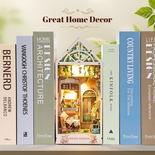 Ensemble de coin livre à faire soi-même - Diorama des étagères avec LED - Casse-tête en bois 3D Ensembles de maison miniature à fabriquer soi-même -