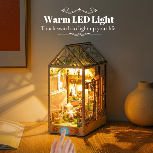 Ensemble de coin livre à faire soi-même - Diorama des étagères avec LED - Casse-tête en bois 3D Ensembles de maison miniature à fabriquer soi-même -