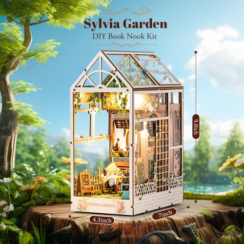 Ensemble de coin livre à faire soi-même - Diorama des étagères avec LED - Casse-tête en bois 3D Ensembles de maison miniature à fabriquer soi-même -