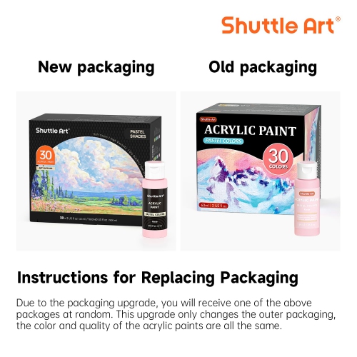 Shuttle Art – Ensemble de 40 peinture acrylique pastel, 30 couleurs, bouteilles 60 ml/2 oz, haute viscosité, peinture étanche avec 10 pai