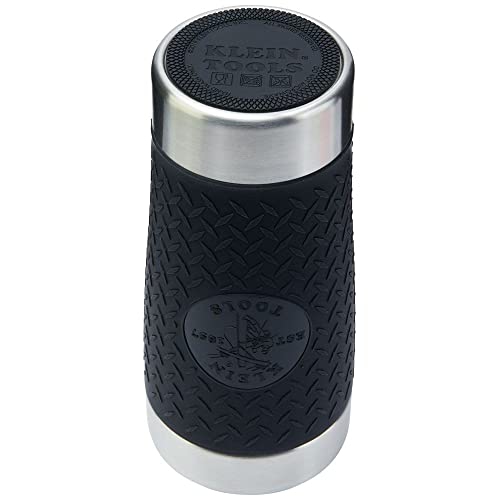 Klein Tools 55580 Stainless Steel Tumbler with Flip-top Lid, Insulated 20 oz. Tradesman's Double Wall Vacuum Mug, Slip-R