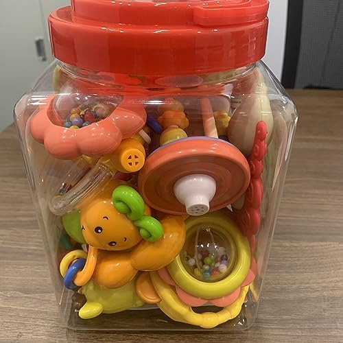 MOONTOY 12pcs Baby Rattles Set Teether Toys for Babies 0-6 Months Infant Baby Gifts Easter Basket Stuffers, Baby Toys 6-