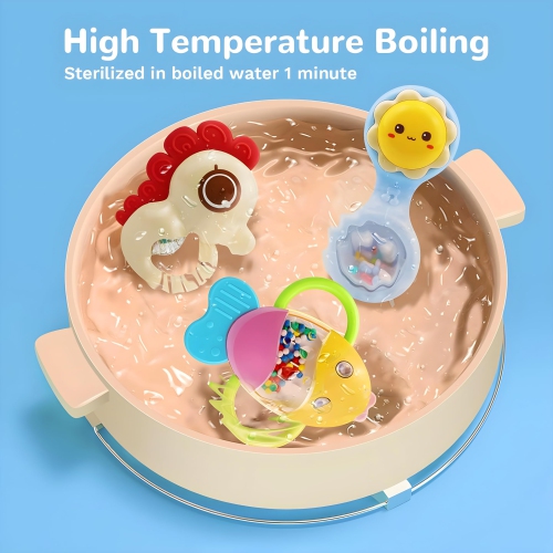 MOONTOY 12pcs Baby Rattles Set Teether Toys for Babies 0-6 Months Infant Baby Gifts Easter Basket Stuffers, Baby Toys 6-