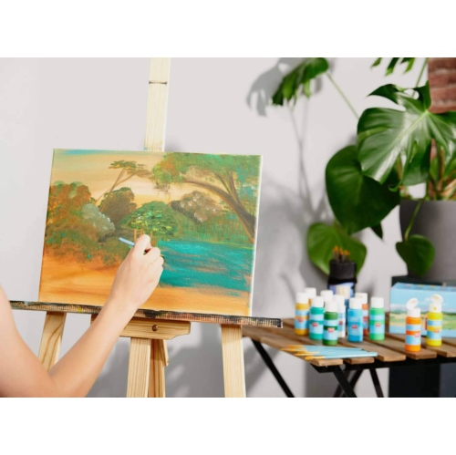 Artecho – Toile tendue de 12 x 16 po, blanc vierge, paq. 6, apprêt 100 % coton, pour la peinture, le versement acrylique, la peinture à l'huile