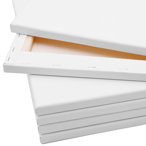 Artecho – Toile tendue de 12 x 16 po, blanc vierge, paq. 6, apprêt 100 % coton, pour la peinture, le versement acrylique, la peinture à l'huile