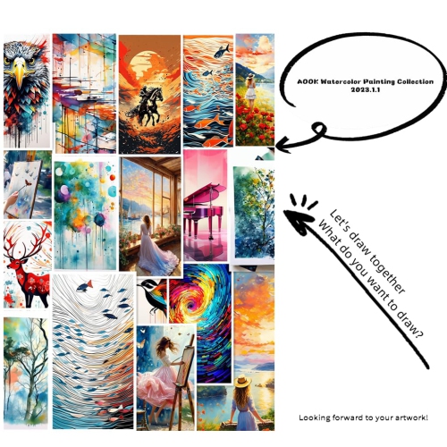 Bloc de 2 feuilles à l'aquarelle AOOK, 11 x 16,53 po, 20 feuilles de papier mélangé, à reliure latérale, texture fine, en goujard