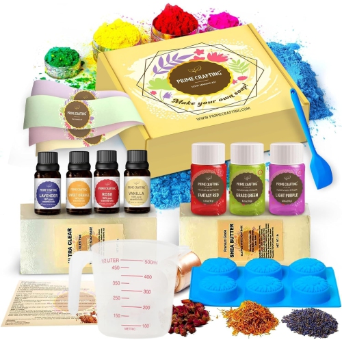Trousse de fabrication de savon - Kit de fabrication Savon - Fournitures de fabrication de savon avec beurre de karité 1&nbsp;lb, base de savon
